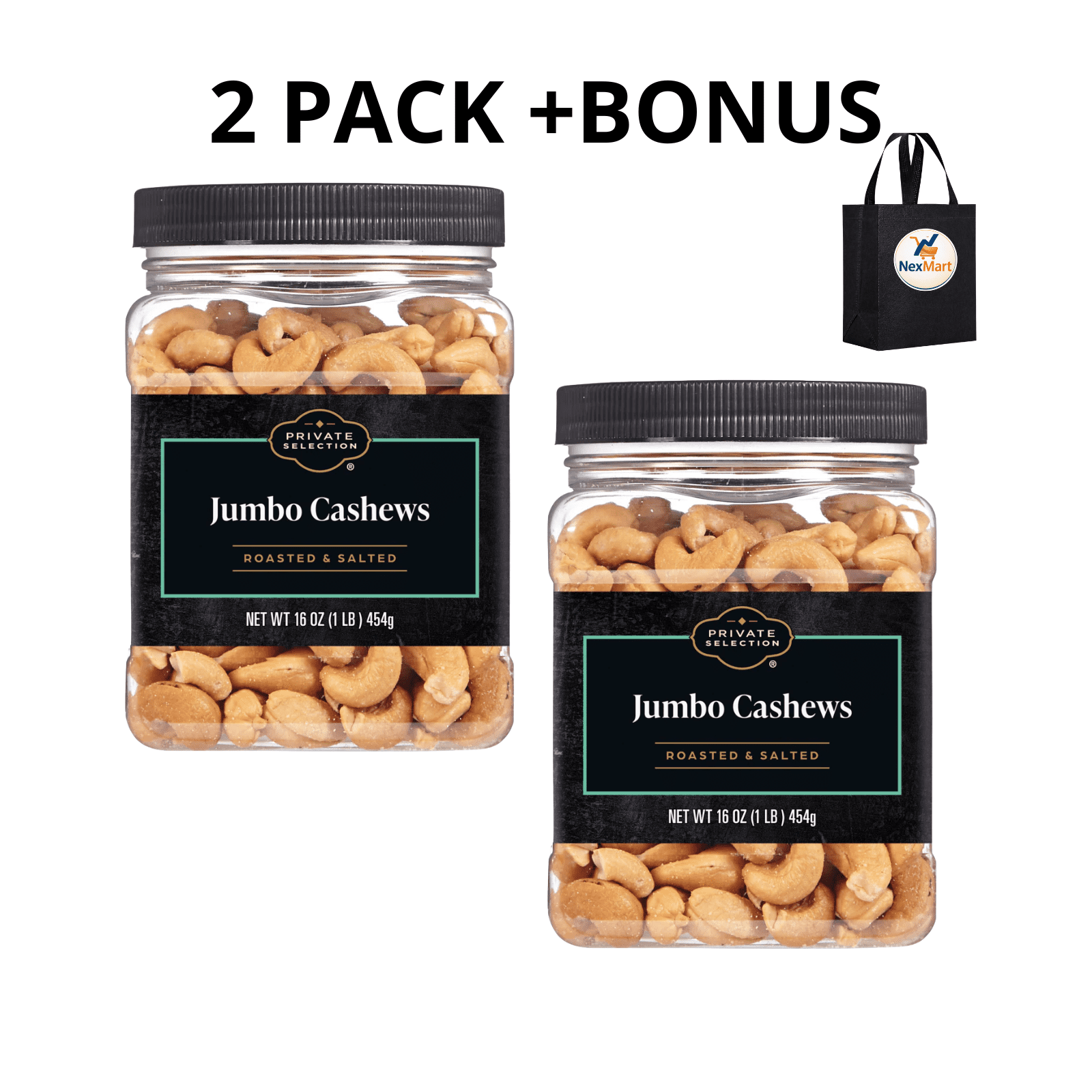 Private Selection Jumbo Roasted and Salted Cashews 16 oz , 2 Pack ...
