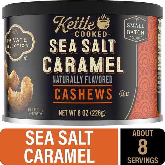Private Selection Kettle Cooked Sea Salted Caramel Cashews 8 oz - Pack of 2