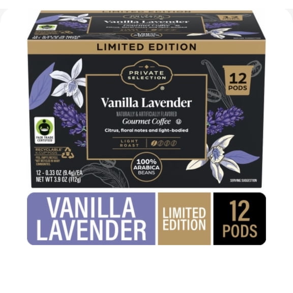 Private Selection Limited Edition Vanilla Lavender Light Roast Coffee 12 Pods