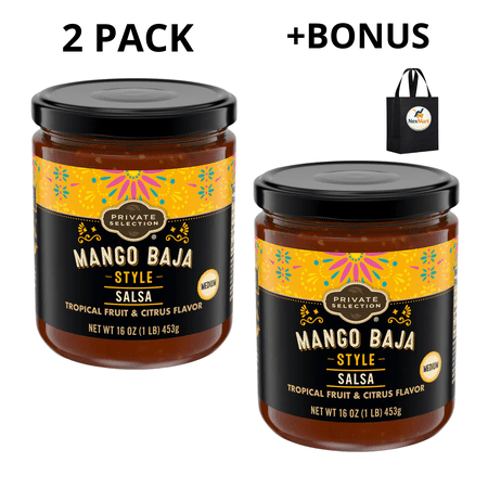Private Selection Mango Baja Style Salsa Medium Tropical Fruit Citrus Flavor 16 oz, 2 Pack + Bonus