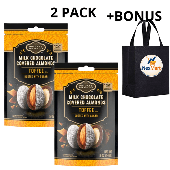 Private Selection Milk Chocolate Covered Almonds Toffee Dusted with Sugar, 5 oz , 2 Pack