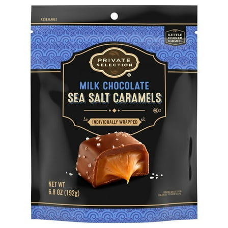 Private Selection Milk Chocolate Sea Salt Caramels Candy Bag 6.8 oz - Pack of 2