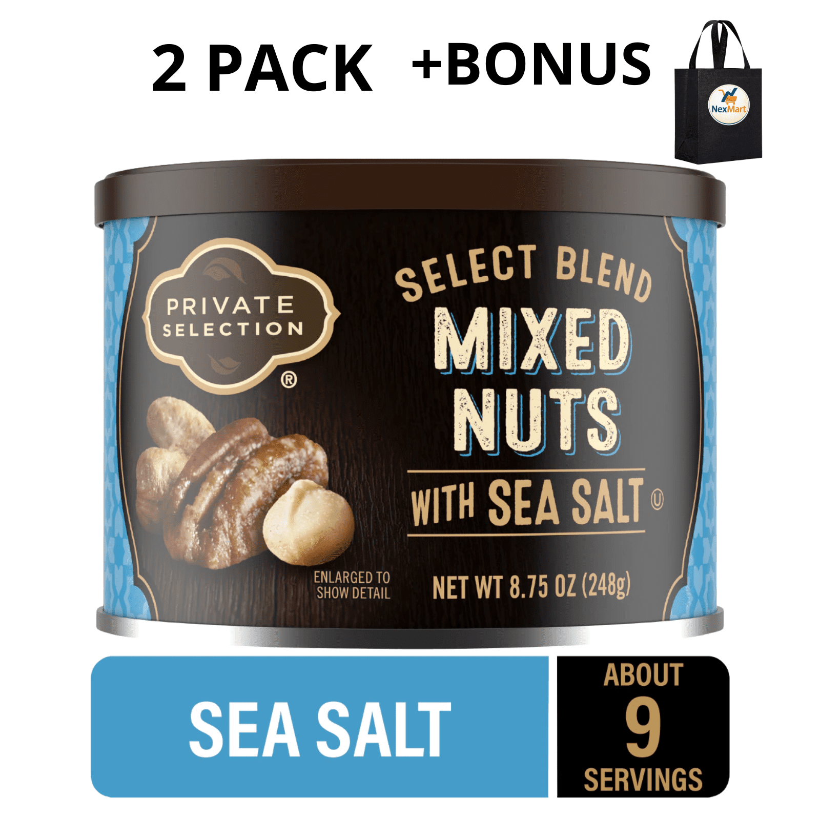 Private Selection Mixed Nuts Sea Salted 8.75 oz , 2 Pack + Bonus