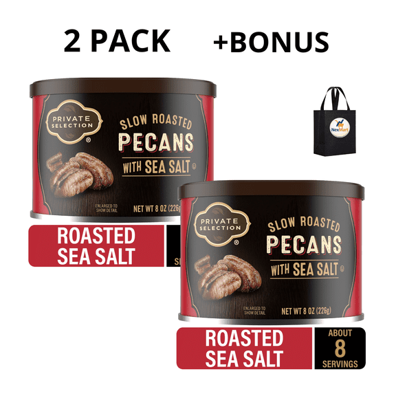 Private Selection Pecans Slow Roasted Sea Salted 8 oz , 2 Pack + Bonus