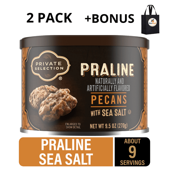 Private Selection Praline Sea Salted Pecans, 9.5 oz , 2 Pack + Bonus