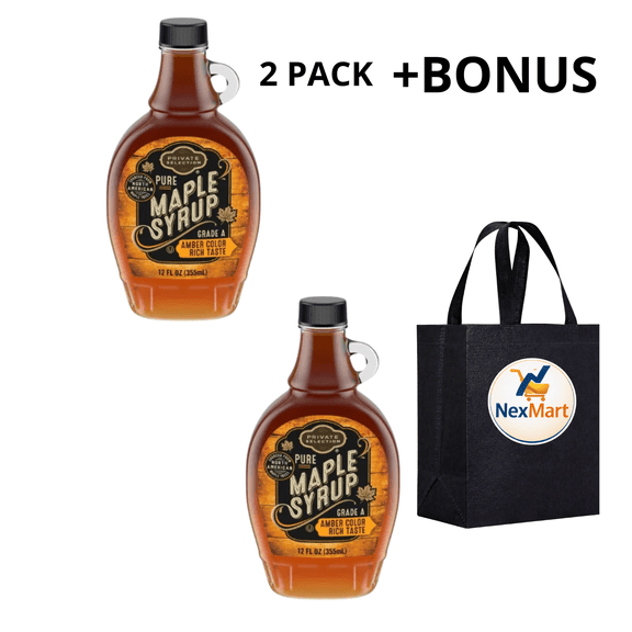 Private Selection Pure Maple Syrup Grade A Amber Color Rich Taste 12 fl oz , 2 Pack