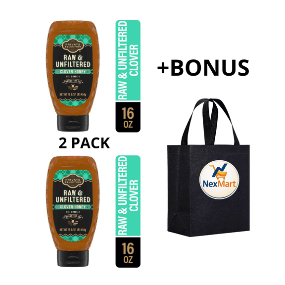 Private Selection Raw & Unfiltered Clover Honey U.S. Grade A 16 OZ, 2 Pack