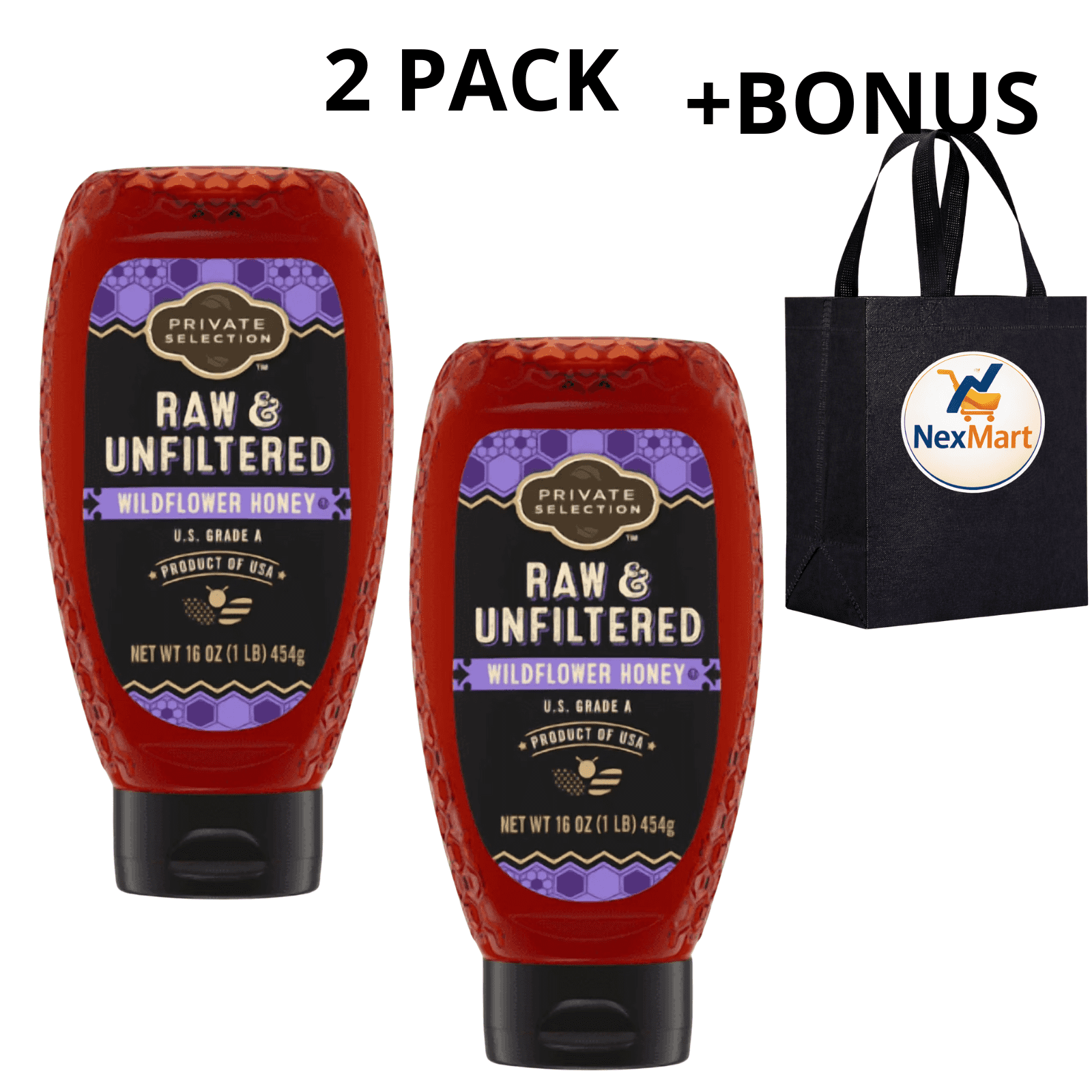 Private Selection Wildflower Raw & Unfiltered Honey 16 oz, 2 Pack