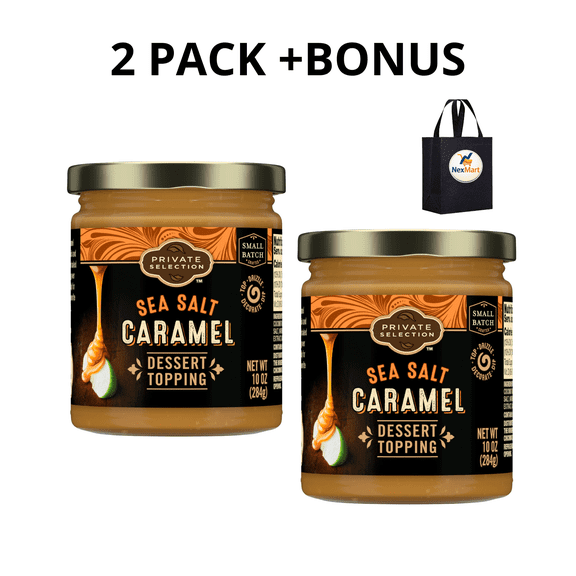 Private Selection Sea Salt Caramel Dessert Topping 10 oz, 2 Pack + Bonus