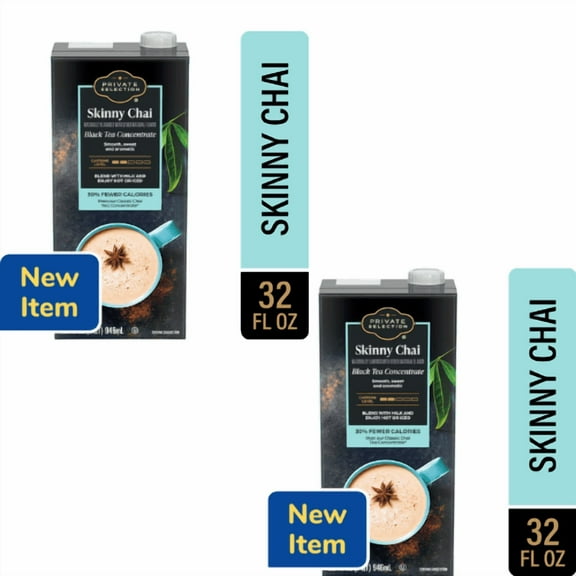 Private Selection Skinny Chai Black Tea Concentrate 30% Fewer Calories 32 Fl Oz,2 Pack