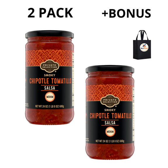Private Selection Smoky Medium Chipotle Tomatillo Salsa, 24 oz, 2 Pack + Bonus