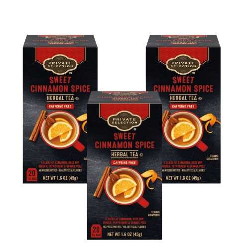 Private Selection Sweet Cinnamon Spice Herbal Tea Bags Caffeine Free 20 Count 1.6 oz,3 Pack
