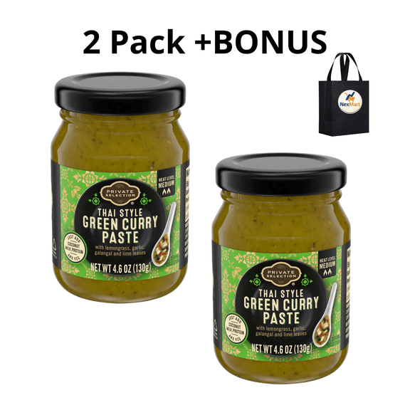 Private Selection Thai Style Green Curry Paste Medium Heat 4.6 oz , 2 Pack + Bonus