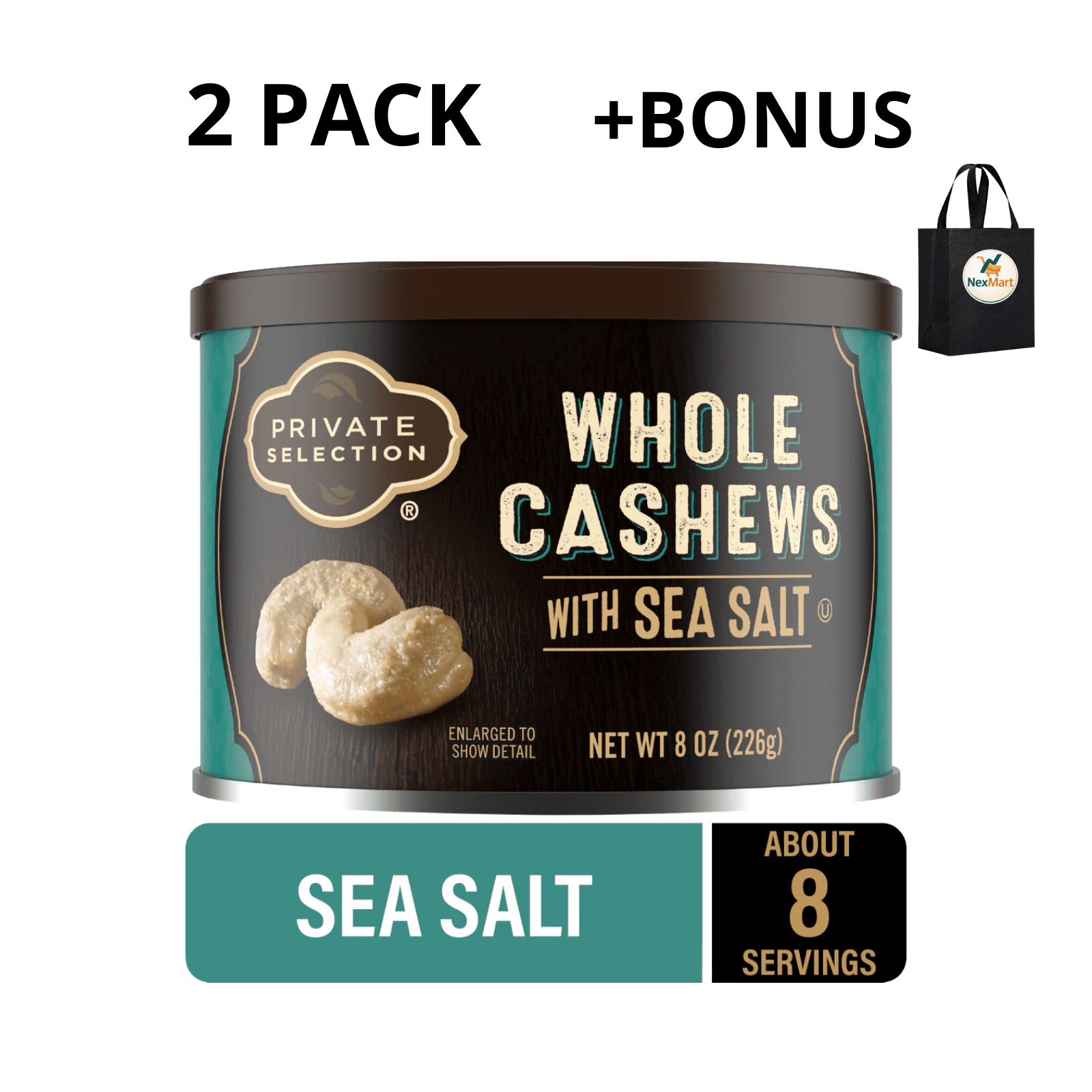 Private Selection Whole Cashews with Sea Salt 8 oz , 2 Pack + Bonus ...