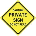 thumbnail image 1 of Private Sign Do Not Read 12" x 12" Funny Tin Road Sign Sarcastic Rude Humor Plaque Home Decor, 1 of 4