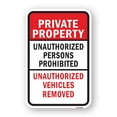 thumbnail image 1 of Private Unauthorized Persons Prohibited Vehicles R | 18" x 24" Heavy-Gauge Aluminum Rust Proof Parking Sign | Protect Your Business & Municipality | Made in The USA, 1 of 4