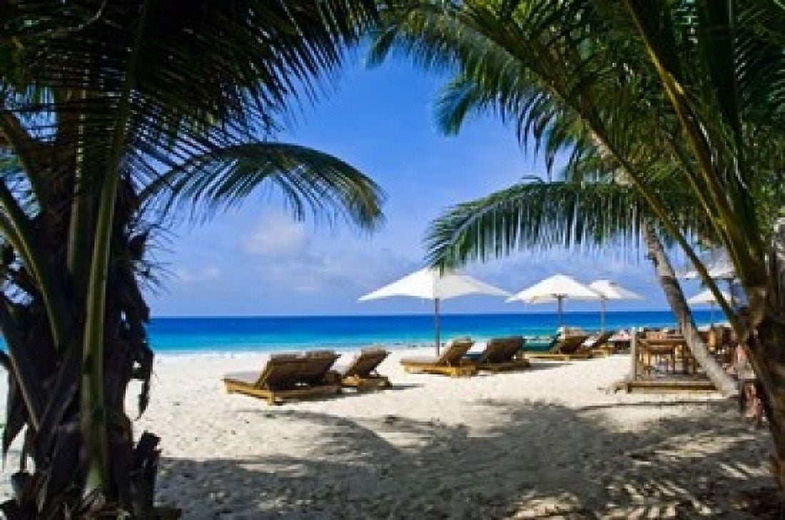 Private beach Anse Bambous Beach Seychelles Canvas Art - Alison Wright DanitaDelimont (17 x 11)