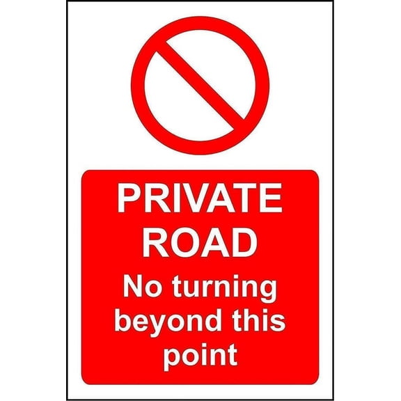 Private road no turning beyond this point metal park safety sign Size: 16 x 12 Inch