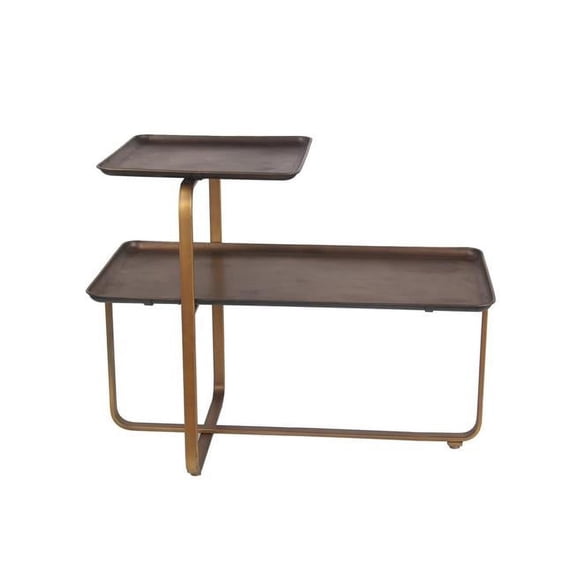 Privilege 011-020 25 x 5 x 31.5 in. Double-Tiered Gold Finished Metal Table