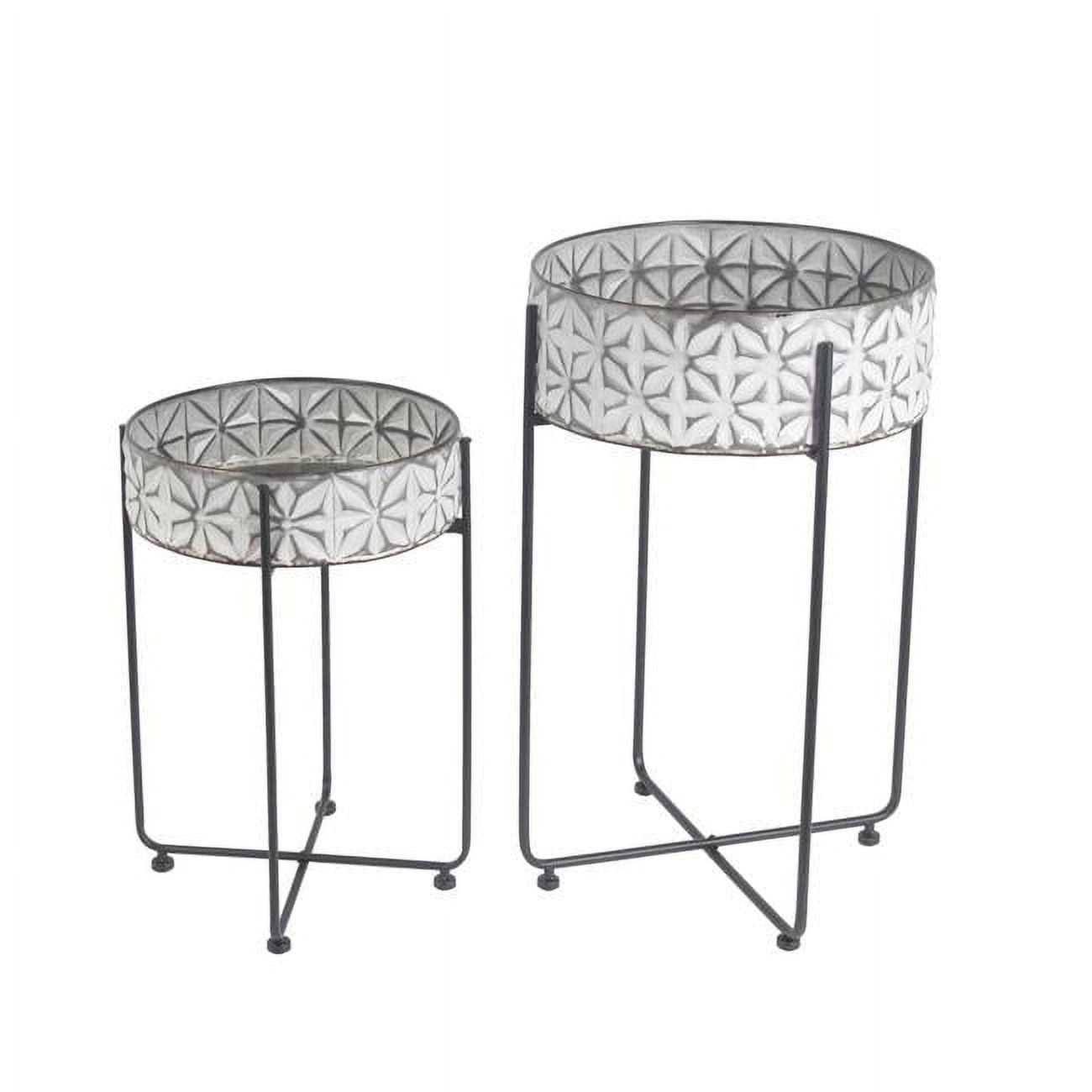 Privilege Decorative Metal Planters with Collapsible 4 Leg Metal Stand, Black & Gold Set of 2