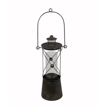 Privilege 22 inch Tall Black Metal and Glass Candle Lantern