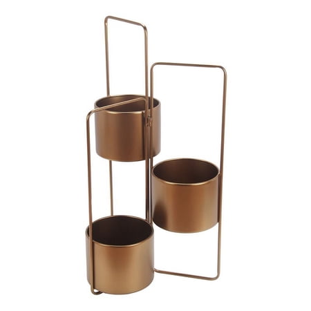Privilege 3-Tier Adjustable Modern Metal Planter with Bucket Style in Gold