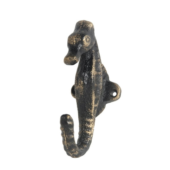 Privilege 30086 Cast Iron Sea Horse Wall Hook- Black 4.5 inches