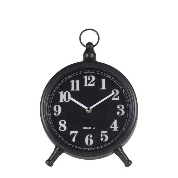 Privilege 42429 9 x 2.5 x 12 in. Black Metal Table Clock