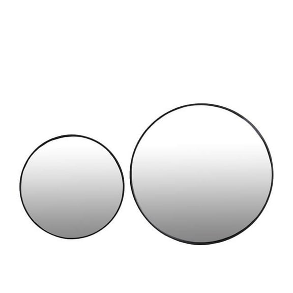 Privilege Set Of 2 Black Metal Wall Mirrors 71293