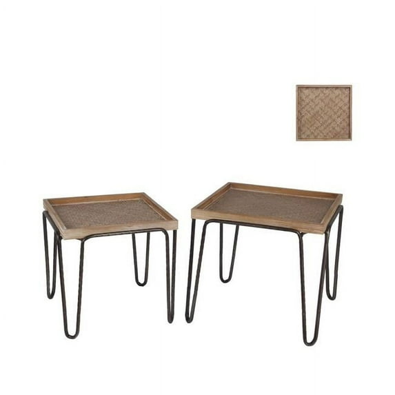 Privilege 71370 Metal Tables, Black & Brown Finish - Set of 2