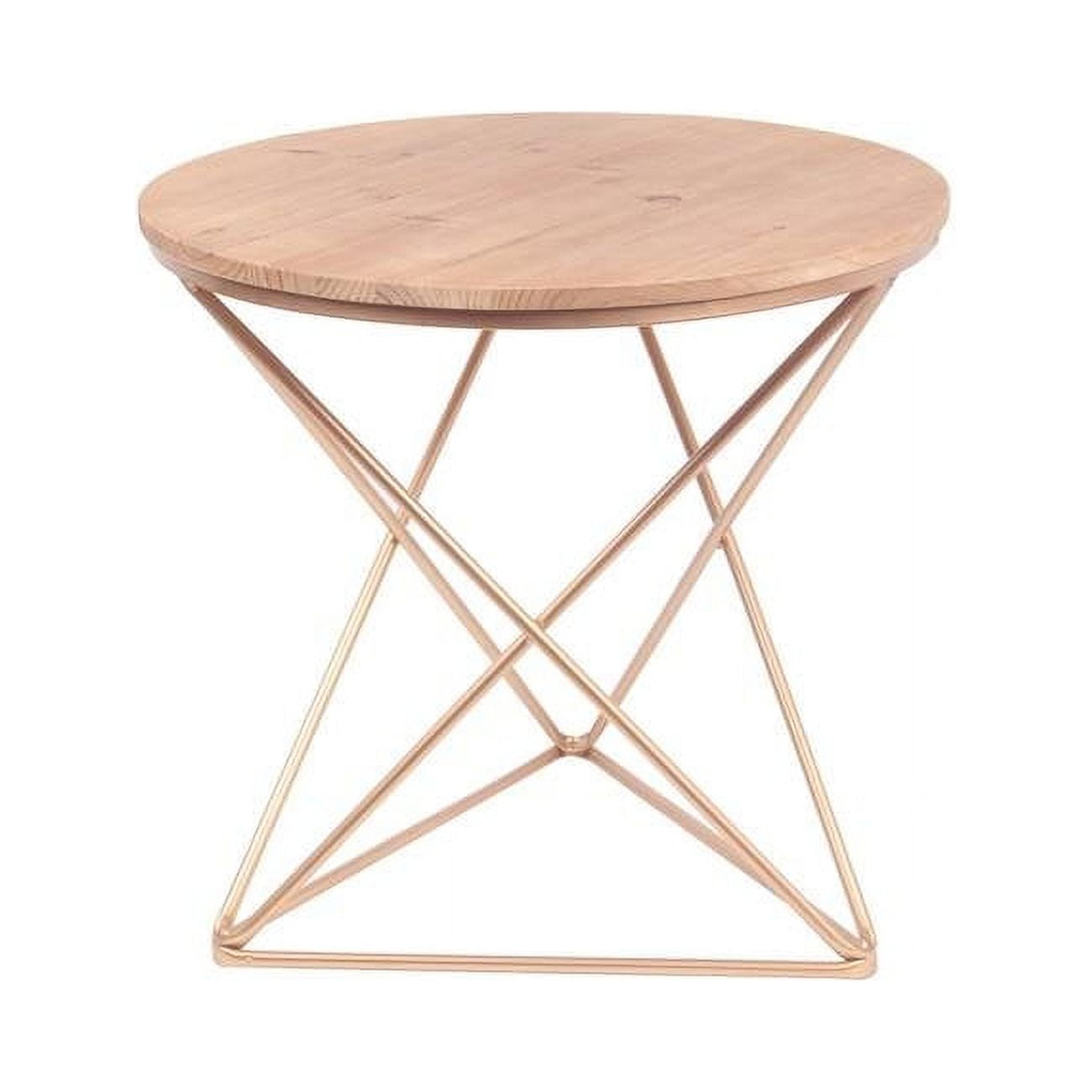 Privilege 74037 20 x 20 x 19.5 in. Gold Metal Round Stand with Wood Top