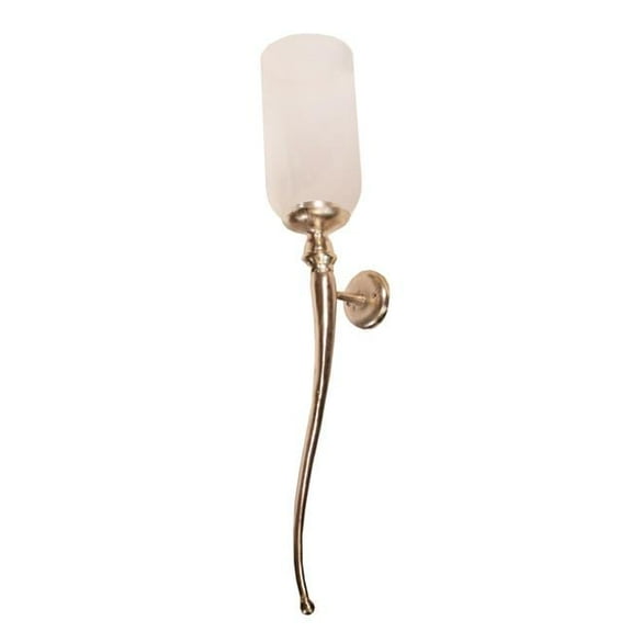 Privilege 96043 5.75 x 5.75 x 32.5 in. Aluminum Sconce with Glass Candle Ecasing, Large - Raw Nickel