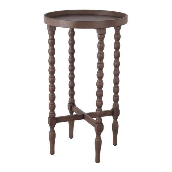 Privilege Round Contemporary Wood Accent Table in Acanthea Brown