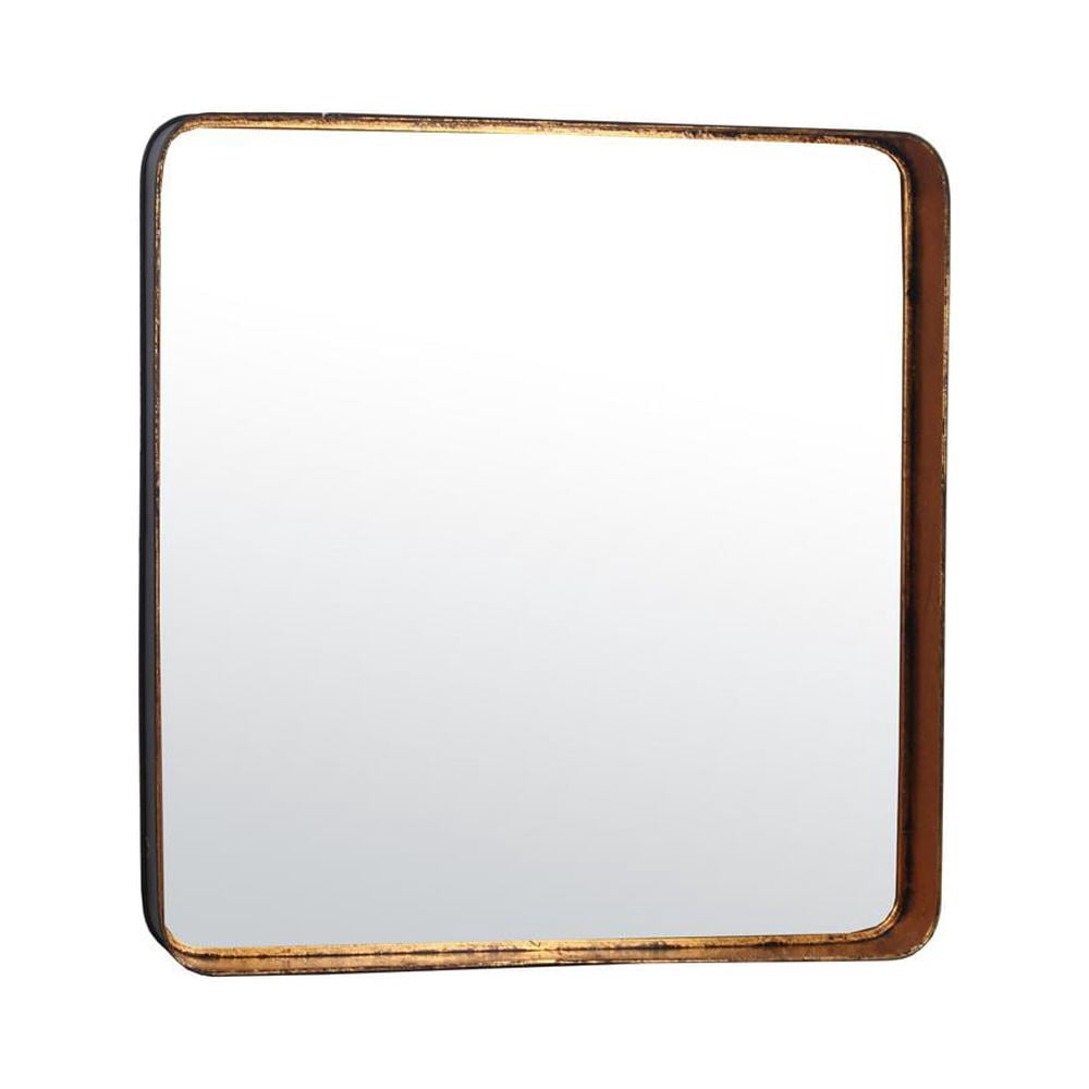 Privilege Contemporary Gold Round Edge Metal Mirror 14421 - Walmart.com