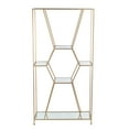 thumbnail image 1 of Privilege Metal Shelf with Mirror Tops and Hexagonal Geometric Theme in Gold, 1 of 2