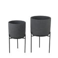 thumbnail image 1 of Privilege Set of 2 Stone Gray/Black Ceramic/Metal Planters, 1 of 1
