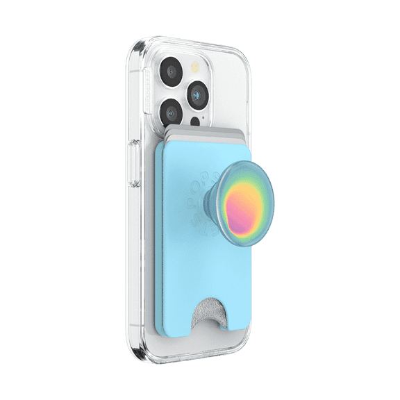 PopSockets Phone Wallet for MagSafe, Phone Card Holder with Grip, Light Blue - Butterfly Pea Blue