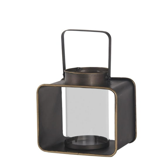 Privilege Small Metal Lantern With Handle And Glass Encasing 21054
