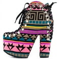 thumbnail image 1 of Privileged Tune Up Multi Colored Print Platform Runway Fashion Lace-up Booties (Multi, 10), 1 of 1