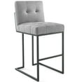 thumbnail image 1 of Privy Black Stainless Steel Upholstered Fabric Bar StoolBlack Light Gray, 1 of 7