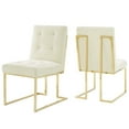 thumbnail image 1 of Modway Privy 18.5" Performance Velvet Dining Chair in Gold/Ivory (Set of 2), 1 of 4
