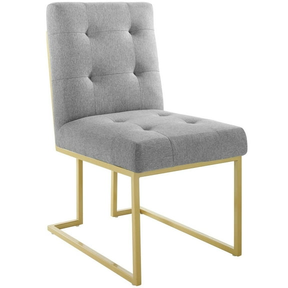 Modway Privy 18.5" Stainless Steel Polyester Dining Accent Chair in Gold/Gray