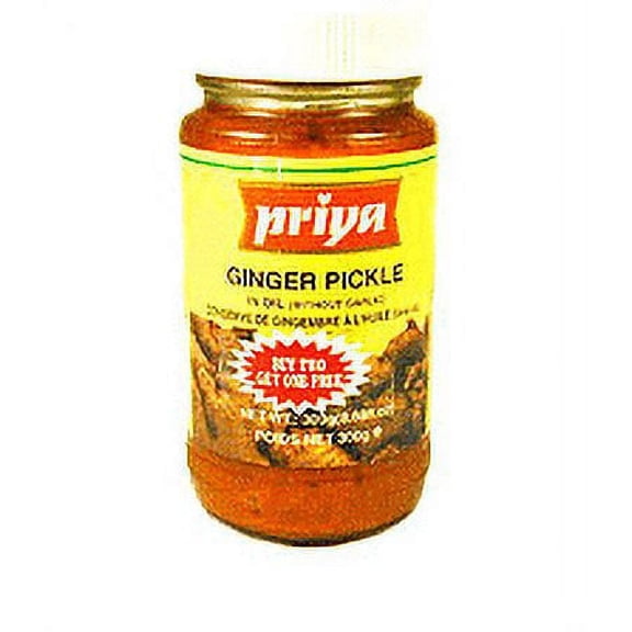 Priya Ginger Pickle Without Garlic 300 gm bottle Pack of 2