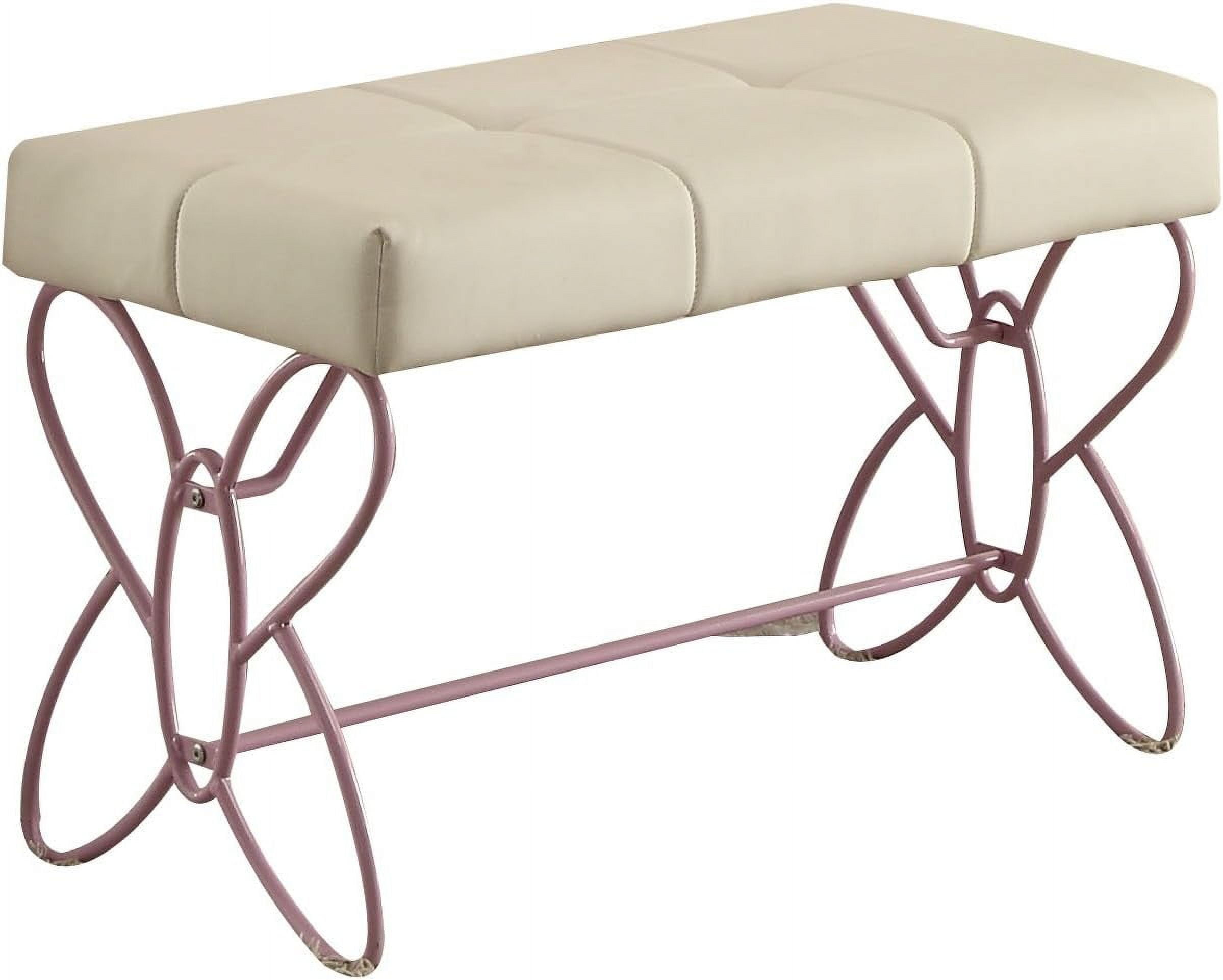 Princess Butterfly Crown 32" White & Light Purple Metal Bench