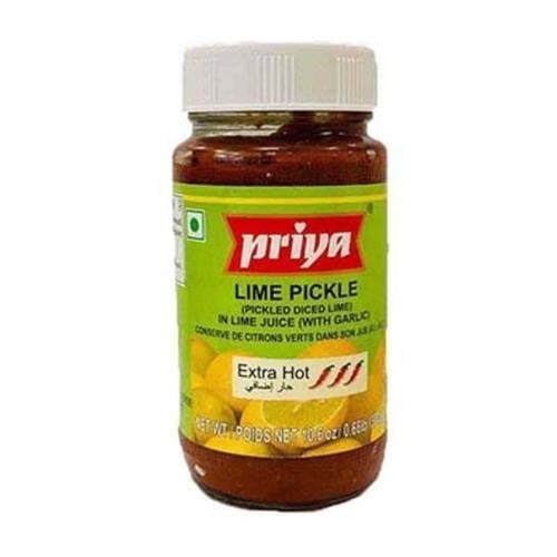 Priya Lime Pickle With Garlic - Extra Hot 300 gm bottle