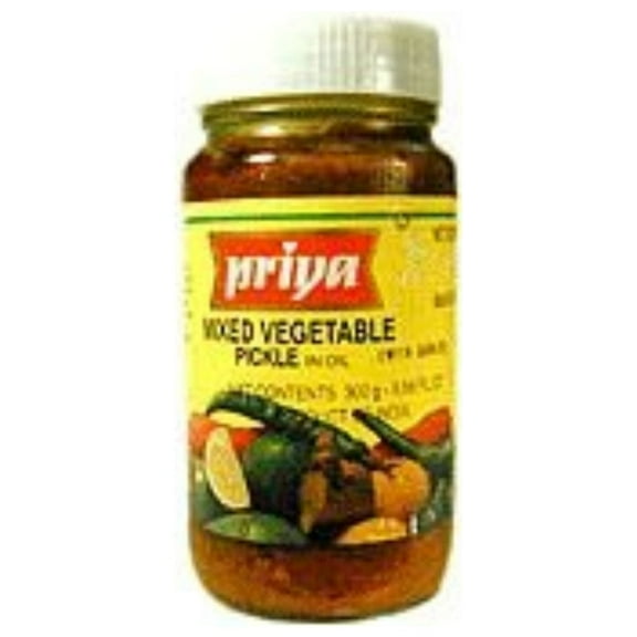 Priya Mixed Vegetable Pickles, Spicy, 10.6 oz Jar