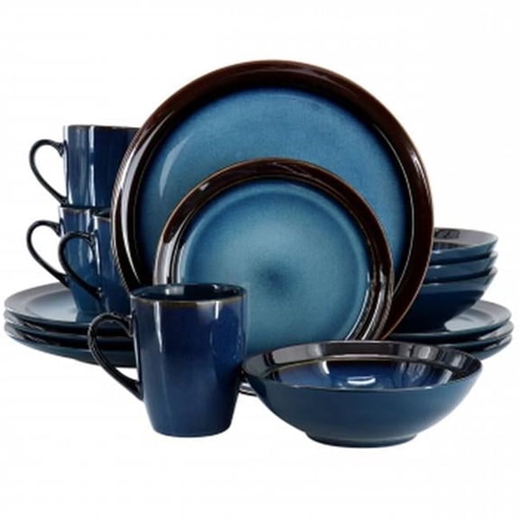 Priya Reactive Glaze Dinnerware Set - Blue - 16 Piece - Dishwasher Safe