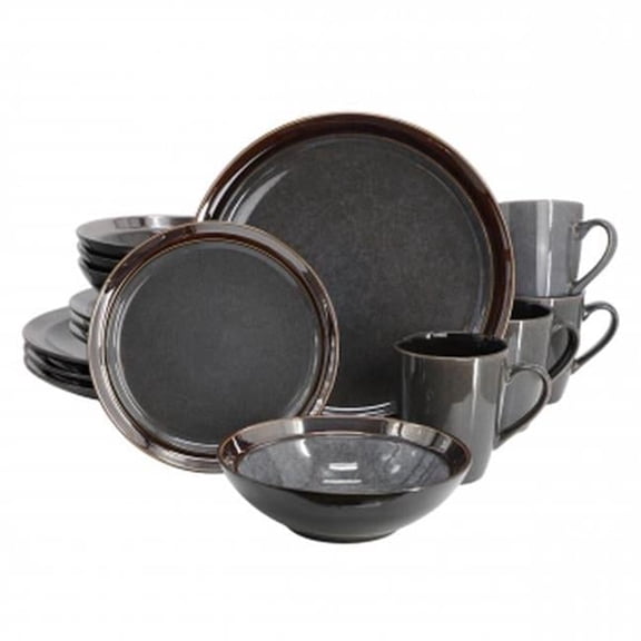 Priya Reactive Glaze Dinnerware Set - Grey - 16 Piece - Unique Finish