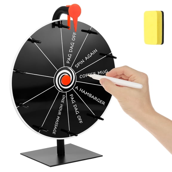 Prize Wheel for Table 12 Inches Lucky Fortune Wheel for DIY with 10 Slots with Eraser and Marker Pen for Lottery Game Party