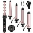 thumbnail image 1 of Prizm 5 in 1 Curling Irons for Hair, Professional Ceramic Hair Curling Wand with Clips(0.6" to 1.25"), LED Display, Instant Heat Up, Rose Pink, 1 of 8